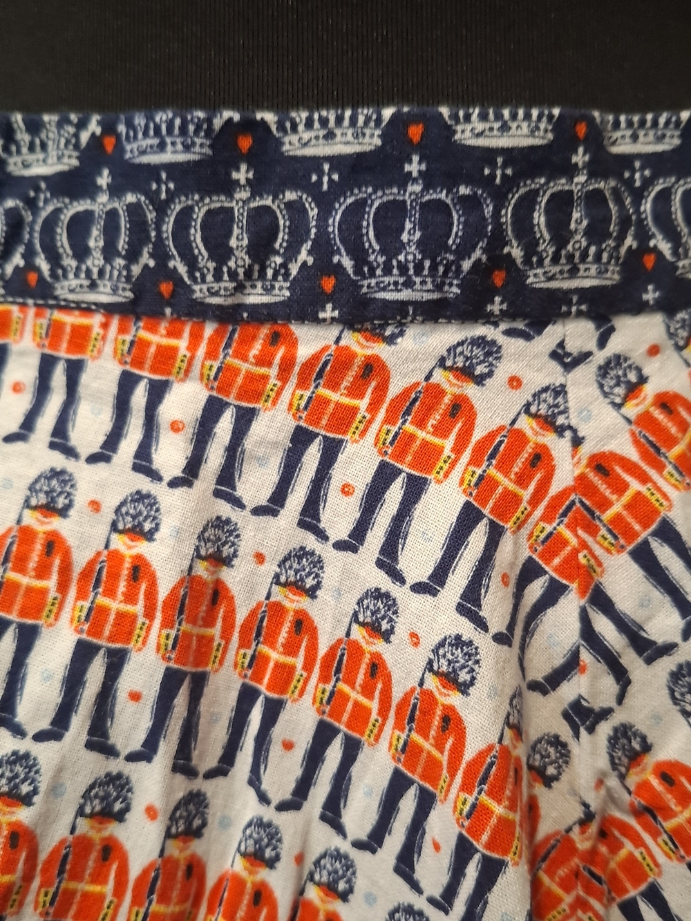Toy Soldier Print Skirt in Navy, Orange & White